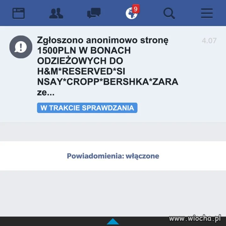 W lipcu zgłosiłem oszusta na FB.