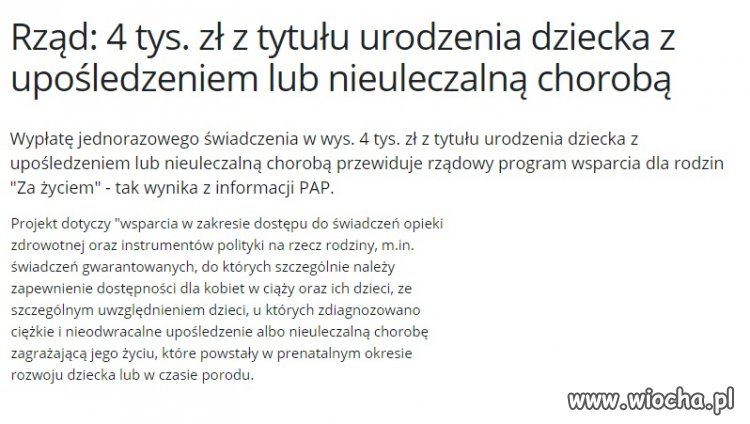 4 tyś becikowego za chore dziecko