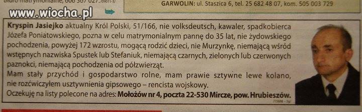 Zawsze myślałem, że króla w Polsce mamy jednego