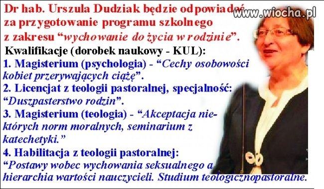Wychowanie do życia w rodzinie w rękach 'ekspertki'