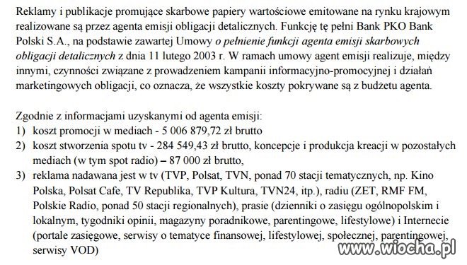 Sprzedaż obligacji pod 500+ za 750 tys 