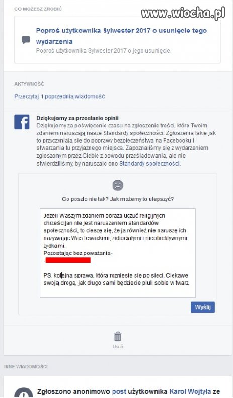 Kolejna zdecydowana reakcja FB