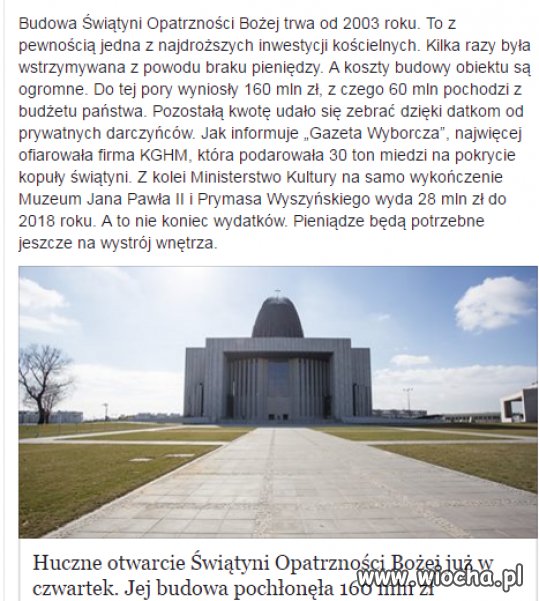Autostrady...drogie ok ale kościółek 160 mln zł?