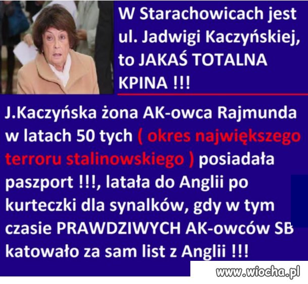 Ulica Jadwigi Kaczyńskiej?