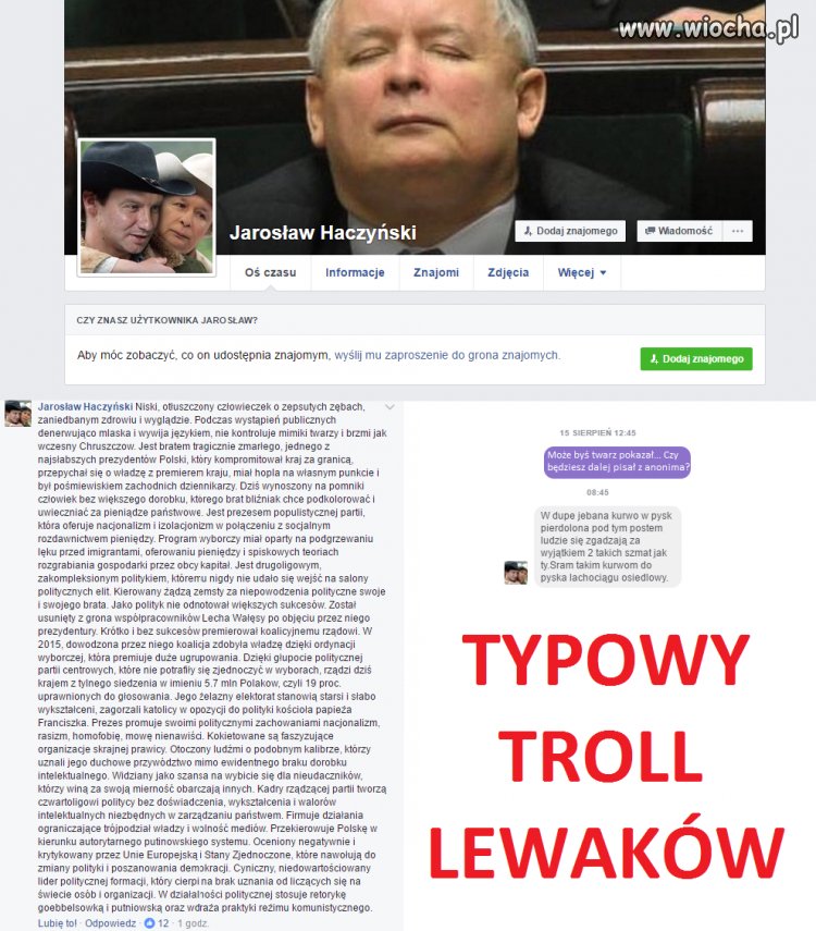 Typowy troll lewaków.