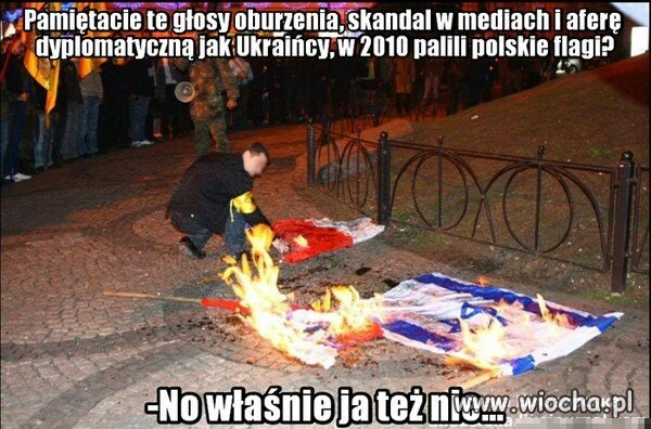 Płacz Ukraińców bo spalono ich flagę 