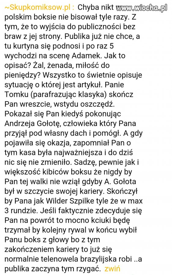 Trafny komentarz, znaleziony w necie