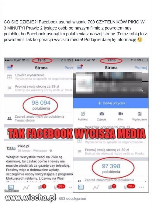 Face-zbók usuwa polubienia