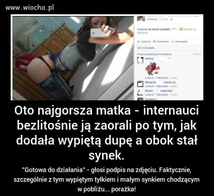Wypinać du*ę przy małym synku.