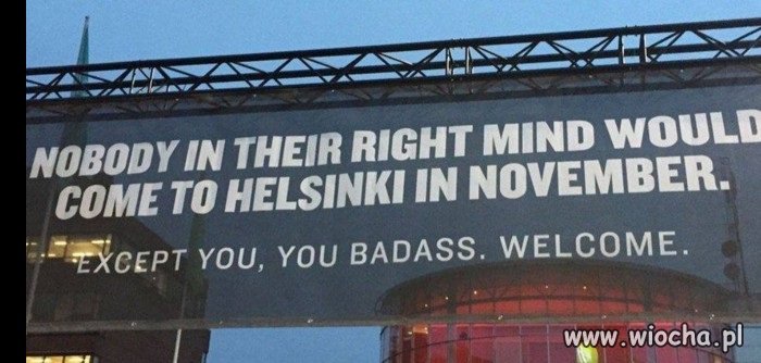 Powitanie na lotniku w Helsinkach