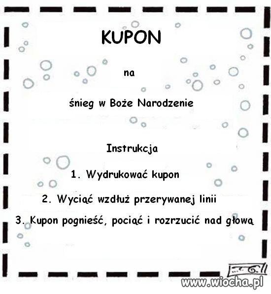Kupon na śnieg w święta