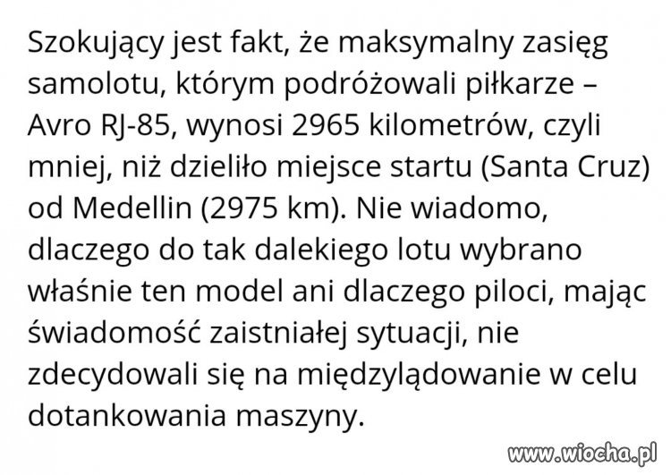 Brak paliwa przyczyną katastrofy