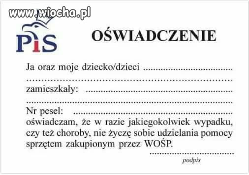 Popierasz PiS to wydrukuj podpisz i noś przy sobie