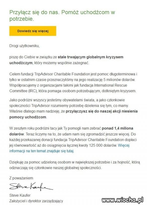 TripAdvisor rozsyła maile...