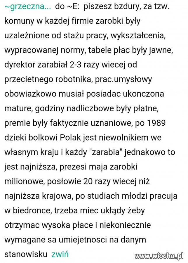 Wpis znaleziony w necie w temacie płac w PL