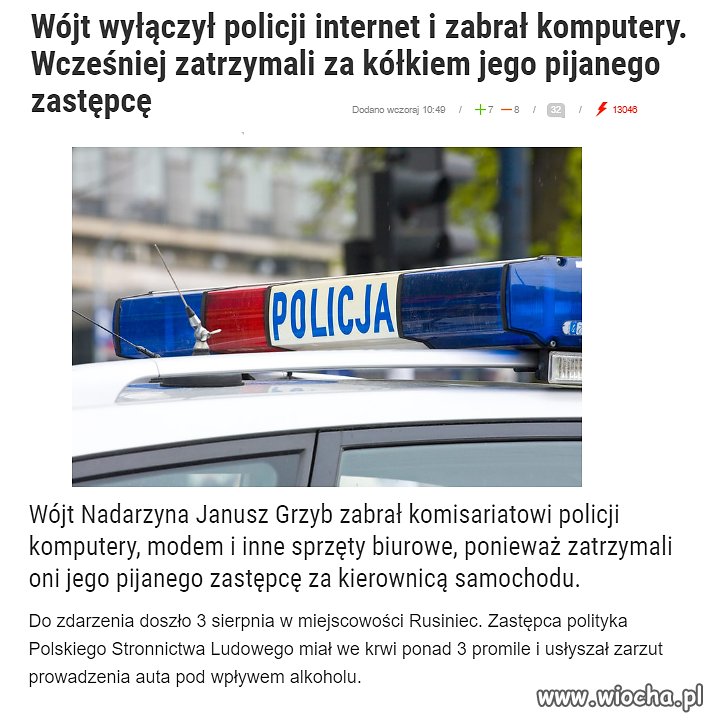 Zemsta wójta za pijanego kolegę