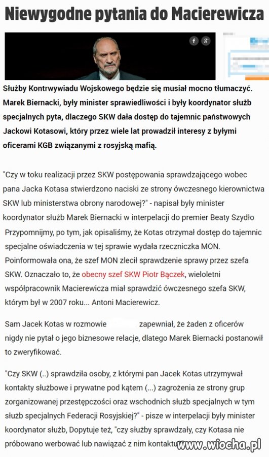 Te wczorajsze aresztowania oficerów SKW