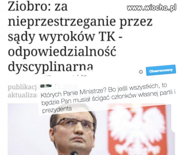 Ziobro będzie ścigał członków własnej partii?