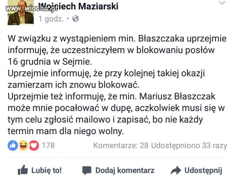 W odp. Do min. Błaszczaka 