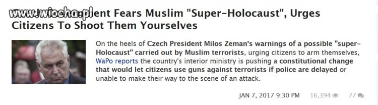 Prezydent Czech wzywa obywateli do zbrojenia się..