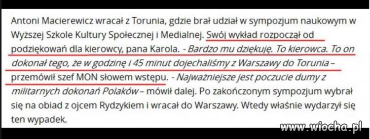 Przyczyna wypadku Macierewicza 