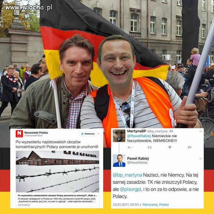 Kogo my tu mamy, nawet ojczysta flagę trzyma.