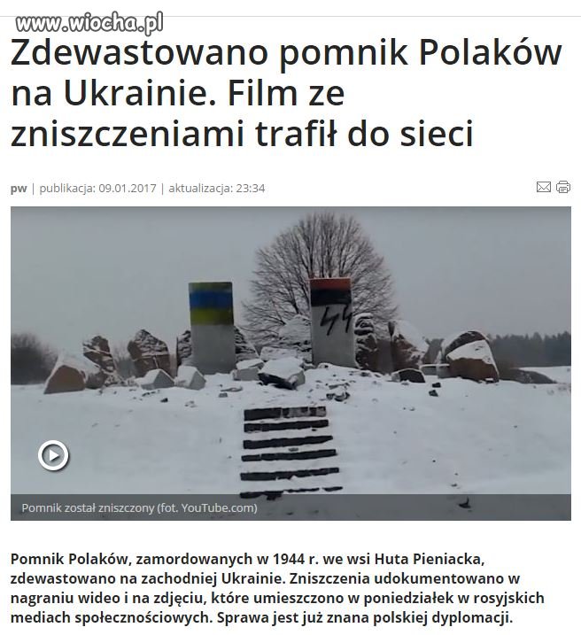 Polski pomnik zniszczony na Ukrainie.