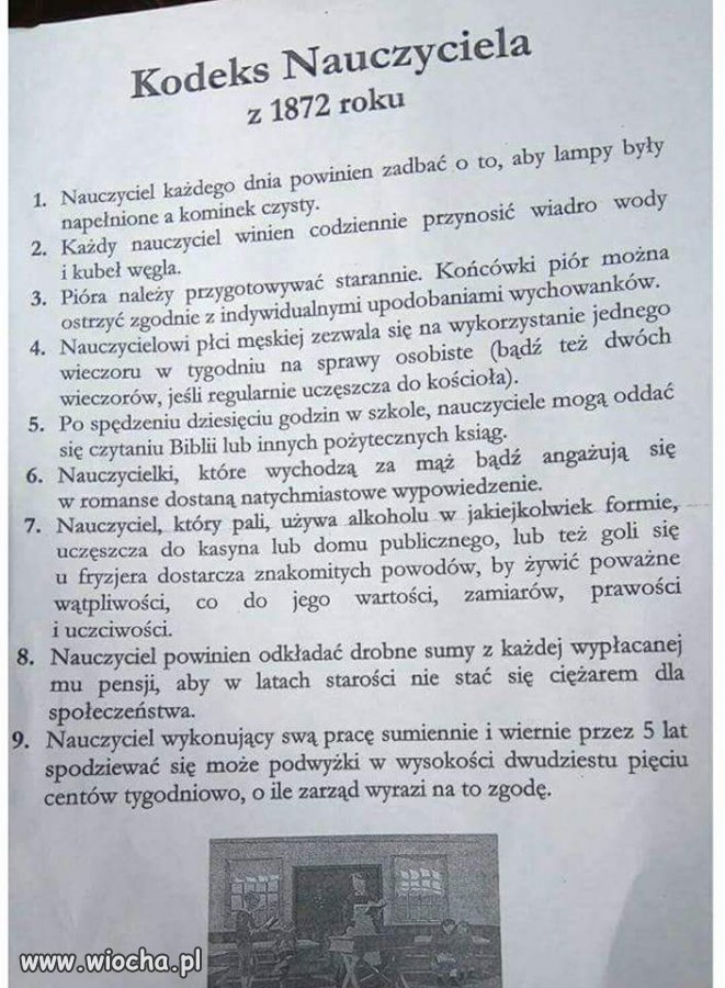 Kodeks nauczyciela 150 lat temu