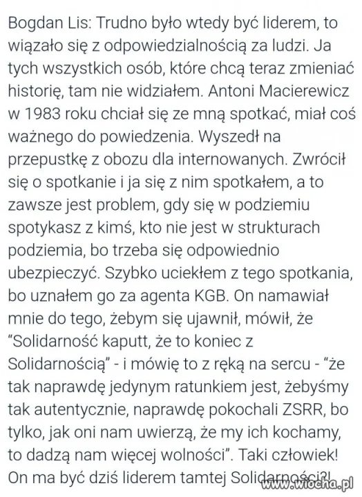 Bohater solidarności z PiS 