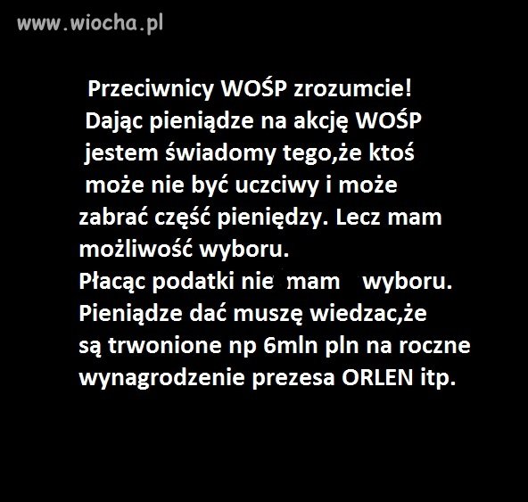 Do przeciwników WOŚP