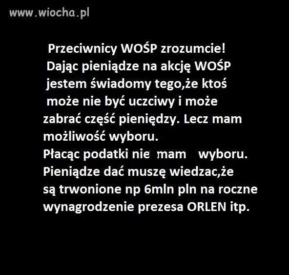Do przeciwników WOŚP