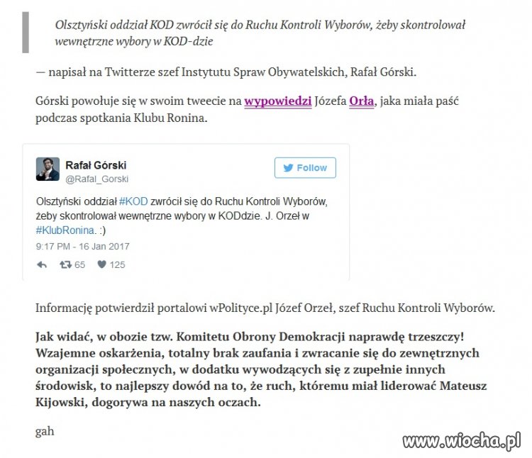 Czyżby podejrzenie że wybory w KOD