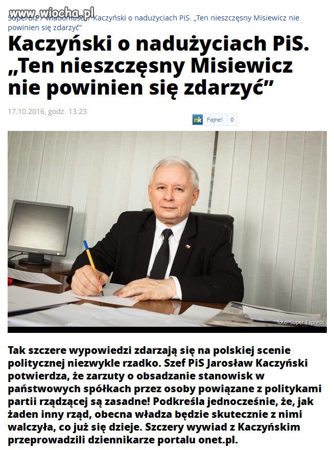 Kaczyński o nadużyciach PiS