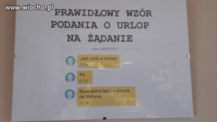 Wzór podania o urlop na żądanie