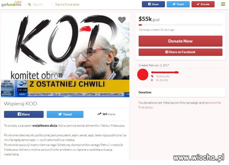 Internetowa zbiórka na alimenty Kijowskiego...
