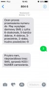 SMS z oceną usługi Play