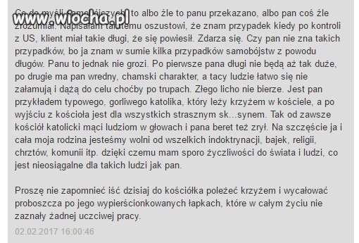 Wiadmość od kupującej na allegro...