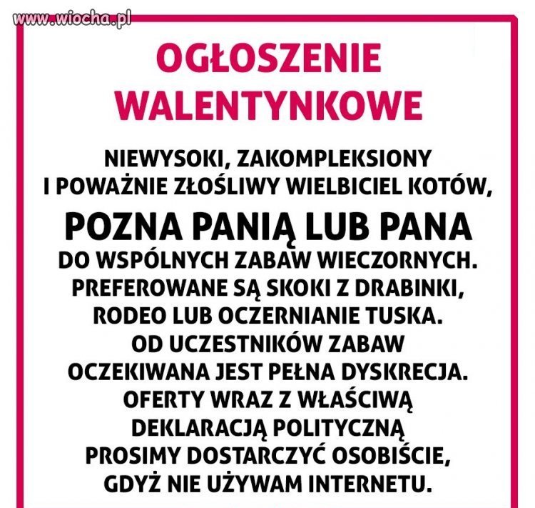 Z cyklu ogłoszenia towarzyskie 