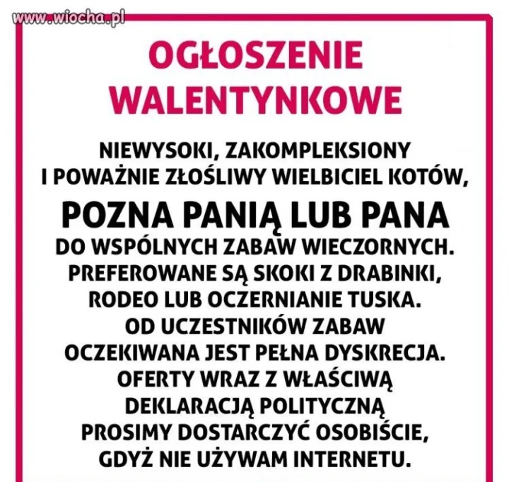 Z cyklu ogłoszenia towarzyskie 