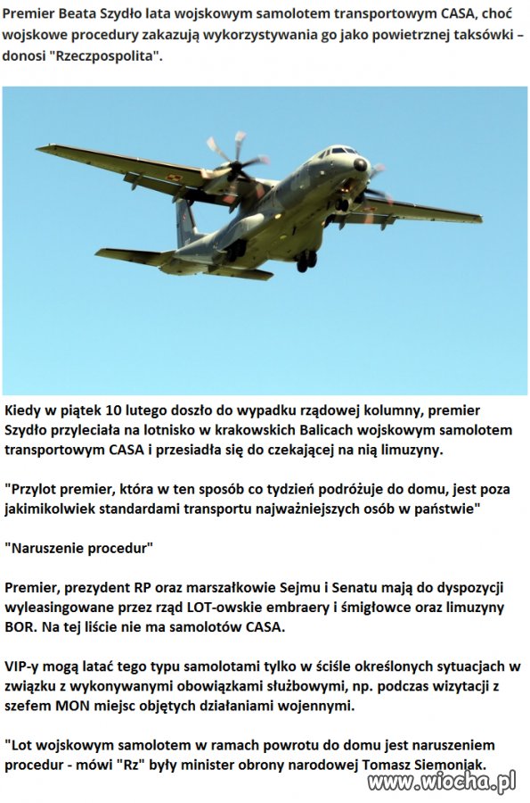Wojskowy samolot jako prywatna taksówka