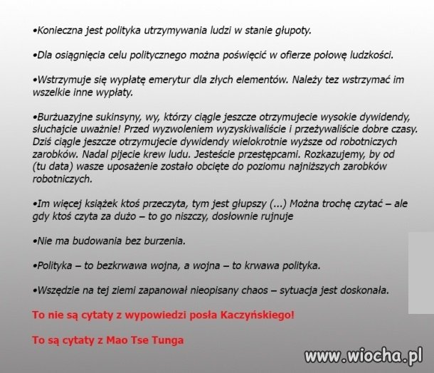To nie z Kaczyńskiego