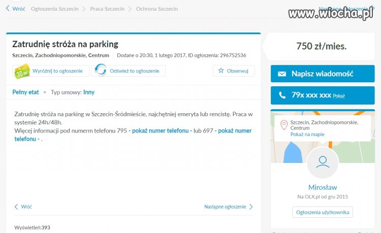 Praca Stróża/Ciecia/Dozorcy (nie mylić z Ochroną)
