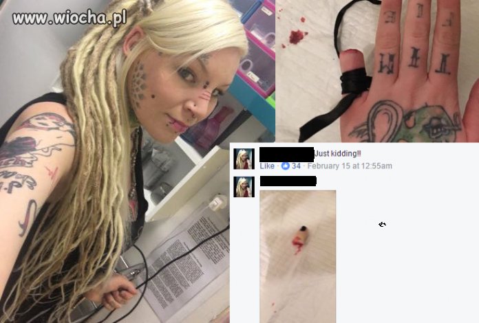 Odcięła palec dla zabawy