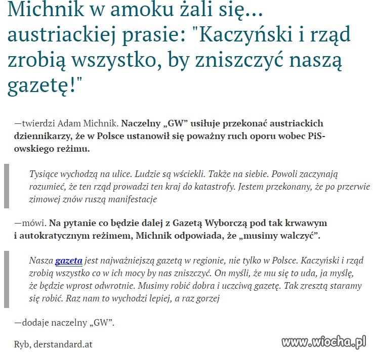 Michnik znowu odleciał. 