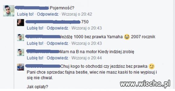 Nie ma to jak pochwalić się pod ogłoszeniem na fb