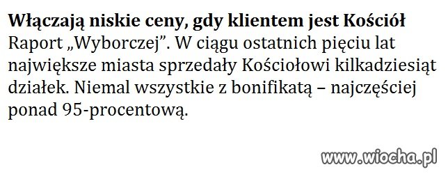 Sezon zniżek dla Kościoła - ponad 95 procent.