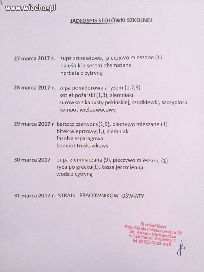 "Strajk pracowników OŚWIATY"