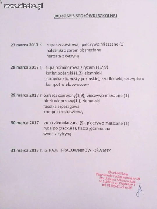"Strajk pracowników OŚWIATY"