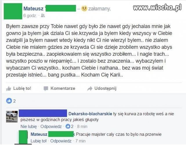 No i Mateuszowi się dostało za romantyzm.