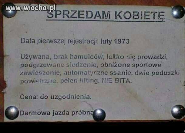 Sprzedam kobietę